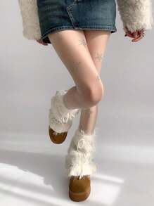 Un par de medias blancas con diamantes de imitación para mujer, delgadas para primavera y otoño, pantimedias lisas de estrellas, antigancho, sexys y brillantes con tights JK