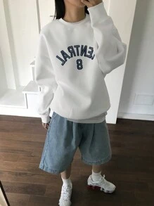 DAZY Sweat-shirt-shirt ample brodé pour femmes, style de rue, vêtements d'automne pour femmes