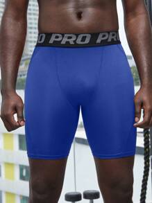 Manfinity Fitness Boyfriend Style Men Letter Jacquard Short Sports Leggings