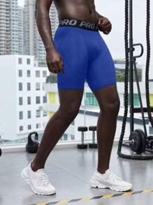 Manfinity Fitness Boyfriend Style Men Letter Jacquard Short Sports Leggings