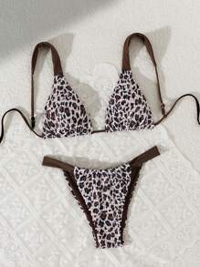 Swim SXY Set da bagno da donna in tessuto leopardato e con inserto - Multicolore - Visualizzare 8