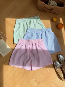 Comfortcana 3 件装大码条纹拼色休闲短裤