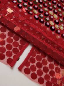 Anewsta 1pc Beaded Long Bodycon Dress With Side Slit, Red For New Year Clothes Maxi Women Outfit - Red - View 8