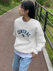 DAZY Sweat-shirt-shirt ample brodé pour femmes, style de rue, vêtements d'automne pour femmes
