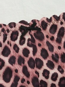 Plus-Size Comfortable Leopard Animal Print Sexy Design Briefs With Ruffled Edges - Mocha Brown - View 5