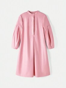 Ontre Women Long Sleeve Stand Collar Dress, Pink, Autumn - Pink - View 9