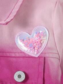 SHEIN Chaqueta de mezclilla degradada de moda para niñas bebé - Rosa - Ver 4