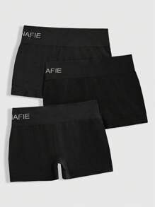ROMWE 3pcs/Pack Women Simple Printed Briefs - Black - View 2