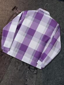 Manfinity EMRG Loose Fit Men's Plaid Print Flap Pocket Shacket - Multicolor - View 2