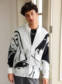 Manfinity EMRG Chaqueta tipo cardigan casual de uso diario con cremallera para hombres