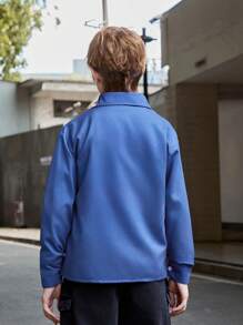 SHEIN Camisa de manga larga simple estampada para niños preadolescentes