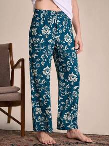 EverLounge Men's Floral Print Straight Loose Pajama Pants - Multicolor - View 4