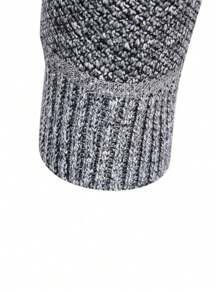 Manfinity Mode Blogger-Style Colorblock Ribbed Knit Sweater Jacket With Faux Fur Collar, Casual & Versatile, Autumn/Winter Fur, For Fall