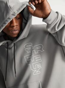 Manfinity VCAY Men's Print Loose Fit Crew Neck Long Sleeve Knitted Sweatshirt, For Fall Winter - Grey - View 2