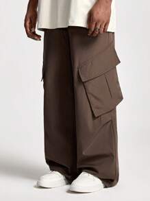 Manfinity VCAY Men Loose Straight Woven Pants - Coffee Brown - View 4