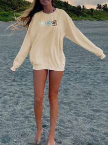 INAWLY Sudadera holgada de cuello redondo con estampado floral y manga larga para mujer