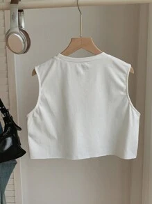 Comfortcana Top de tirantes sin mangas de estilo boxeado y corto con estampado de festival de música para mujer