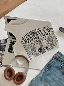 Comfortcana Top de tirantes sin mangas de estilo boxeado y corto con estampado de festival de música para mujer