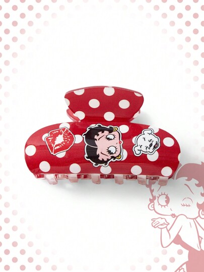 Betty Boop | ROMWE 1pc Back To School Polka Dot Hair Clip, Valentines Hair Claws, Hair Jaw Clip, Hair Clamps, Hair Clutch, Hair Catcher Clip