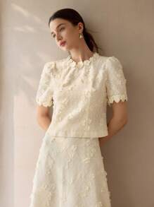 MOTF PREMIUM APPLIQUES PUFF SLEEVE TOP & CAMI TOP - Apricot - View 5