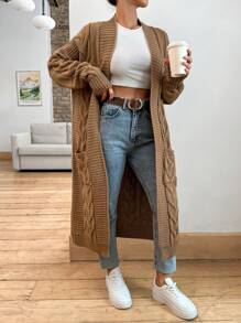 EURMUSE Cabel Pattern Thick Cardigan - Camel - View 5