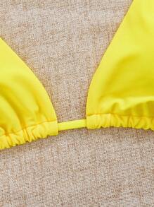 SHEIN Swim 适合夏季海滩的女士纯色黄色性感比基尼上衣 - 黃色 - 查看 5
