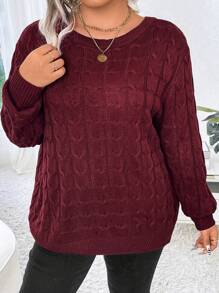 Calvaya Plus Size Women's Solid Color Simple Everyday Pullover Sweater With Back Ribbon Tie