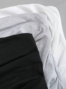 Sweetra Parte superior tipo bandeau de unicolor y estilo Y2K para mujeres - Gris Claro - Ver 6