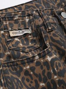 DAZY Fashionable Leopard Print Straight-Leg Jeans - Brown - View 10