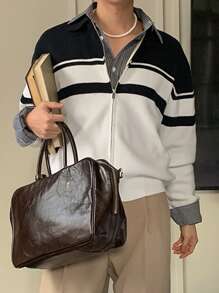 DAZY 男士拼色长袖休闲拼布开衫，秋季夹克