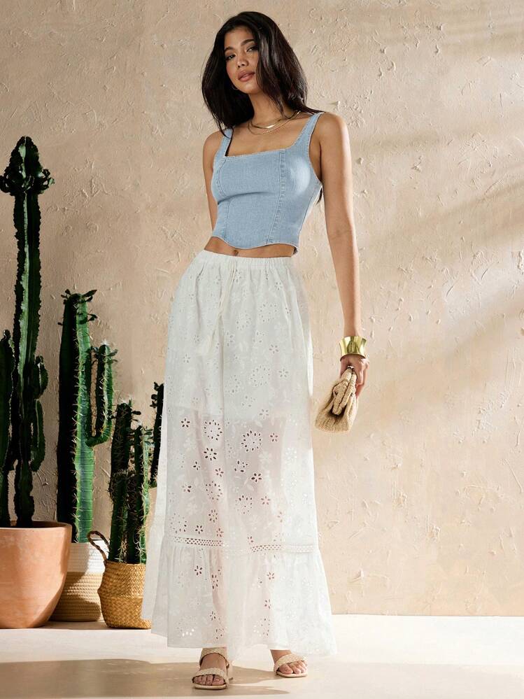 Forever 21 Versatile Y2K Sexy Vintage Washed Denim Tank Top