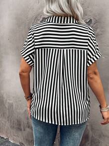 Blusa informal a rayas para mujer de talla grande - Multicolor - Ver 2