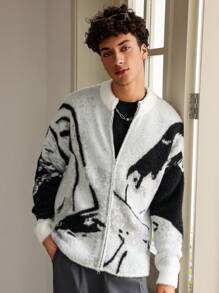 Manfinity EMRG Chaqueta tipo cardigan casual de uso diario con cremallera para hombres