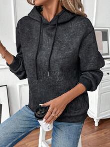 SHEIN LUNE Women Casual Snowflake Printed Hoodie Sweatshirt