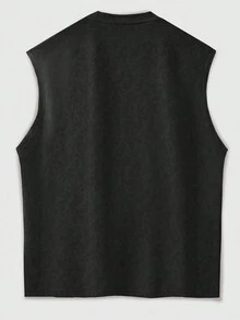 Kuroro Artist Men's Smiling Face Printed Tank Top Street Retro,Clothes,For Summer - Black - View 2