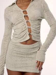 MUSERA Áo sơ mi dài tay xếp ly, chất liệu lưới, cài khuy, thích hợp mặc đi chơi, dự tiệc, lễ hội mùa xuân hè. - màu xanh lá - Xem 4