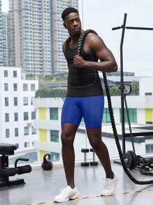 Manfinity Fitness Boyfriend Style Men Letter Jacquard Short Sports Leggings