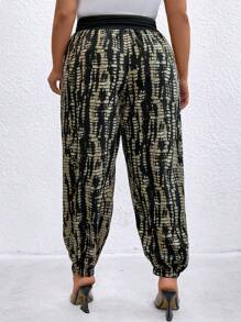 SHEIN LUNE Plus Size Women Printed Casual Pants Fall Cloth For Women - Multicolor - View 3