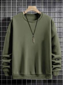 EURMUSE Men Solid Drop Shoulder Sweatshirt Without Tee - Dark Green - View 3