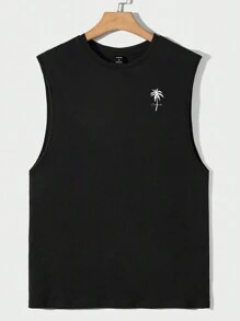 Manfinity Homme Camiseta de tirantes acanalada negra talla grande para hombres