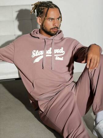 Hauture Letter Graphic Hoodie & Sweatpants Set