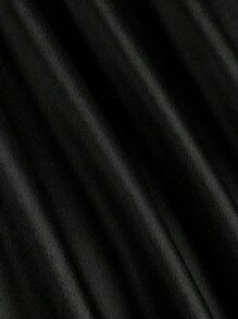 女士收腰半身裙，女士优雅腰带，褶皱长款常规款高腰黑色纯色女士半身裙，春/秋，休闲日常穿着 - 黑色 - 查看 3