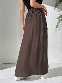 Mulvari Váy dài tiện ích thường ngày màu trơn dành cho nữ, Xuân & Hè, Váy maxi dài, Hoàn hảo cho trang phục hàng ngày/Đi học/Đi chơi/Kỳ nghỉ - Cà phê nâu - Xem 6