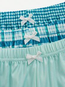 3pcs/Set Plaid Pajama Bottoms For Women - Green - View 5