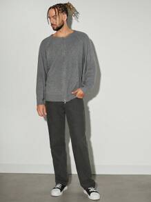 Hauture Zip Up Raglan Sweater Cardigan - Grey - View 7