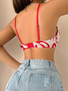 Áo ngực màu khối thông thường dành cho nữ - Đỏ và trắng - Xem 2