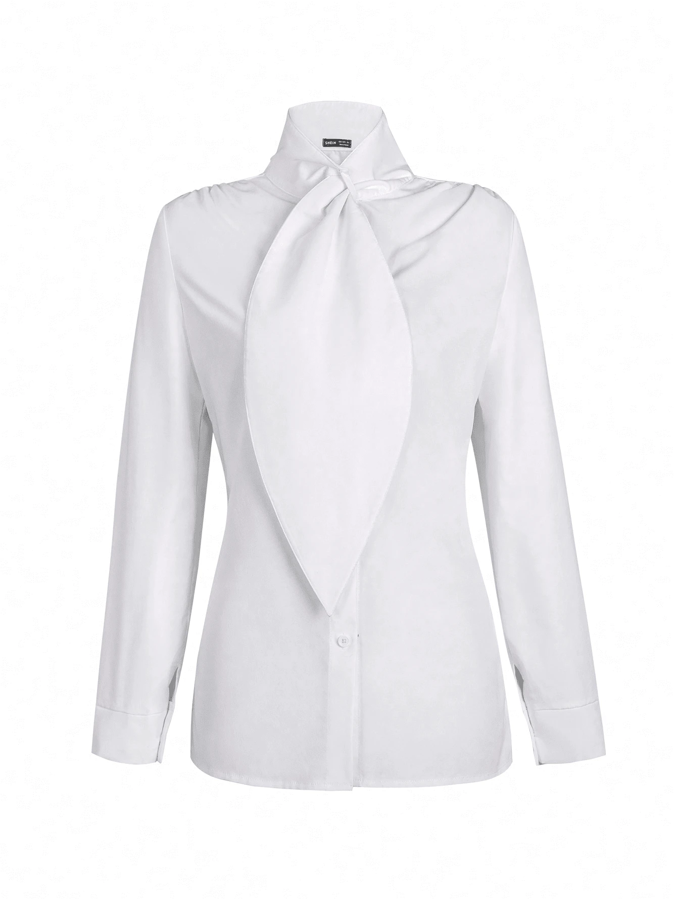 Chiquease 女式純色長袖襯衫 - 白色 - 查看 1