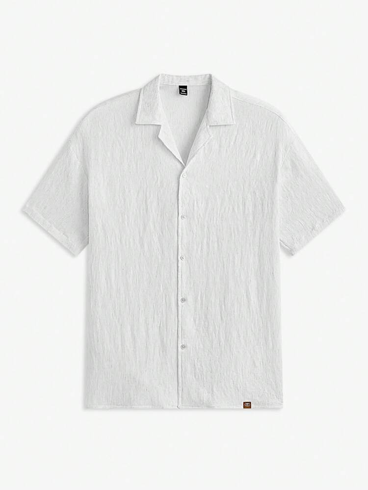 Men's Slim Fit Mandarin Collar Short Sleeve Casual Shirt, Summer