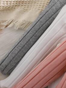 SHEIN 3pcs/Set Baby Girl Casual Cute Simple Knitted Elastic Solid Ruffled Long Sleeve Top Set - Multicolor - View 5