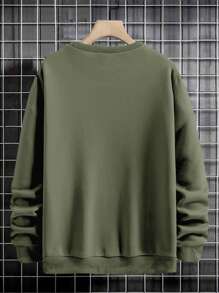 EURMUSE Men Solid Drop Shoulder Sweatshirt Without Tee - Dark Green - View 2
